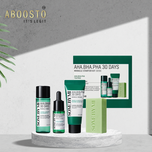 [SBM0008] AHA-BHA-PHA 30 DAYS MIRACLE STARTER KIT [Cleansing Bar 30g, Toner 30ml, Serum 10ml, Cream 20g] 